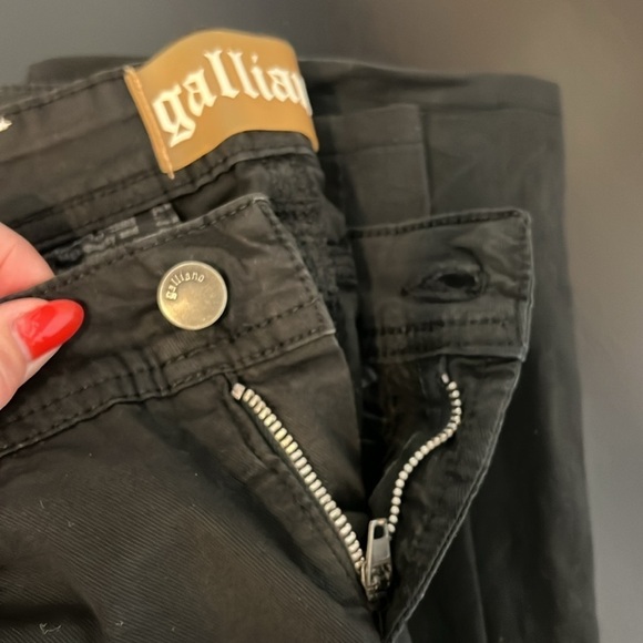 Galliano authentic black denim pants, split hem with buttons, low waist, size 27 - Picture 3 of 14